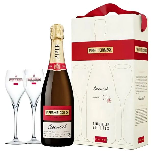 Piper-heidsieck Champagne Essentiel Gaveæske m. 2 Glas 0,75 Ltr