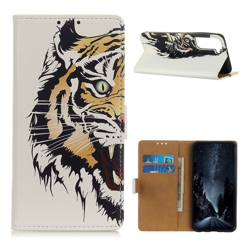 Samsung Galaxy S21 Plus 5G - Læder cover / pung - Med printet Design - Tiger