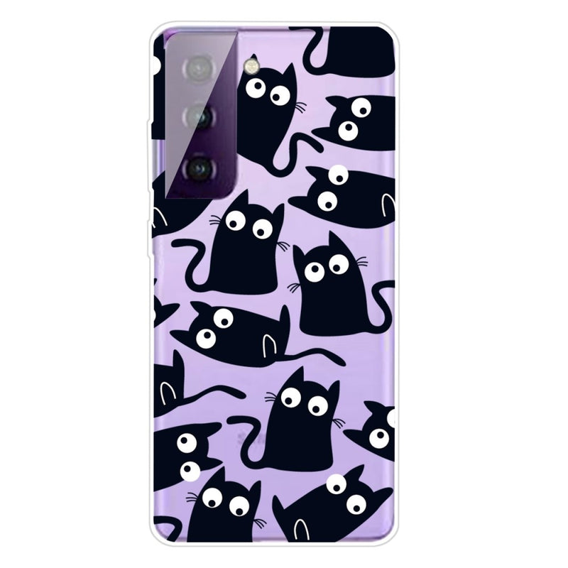 Samsung Galaxy S21 Plus 5G - Gummi cover med printet Design - Sorte katte