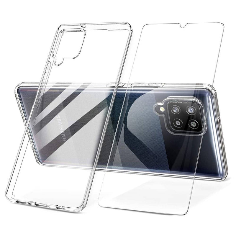 Samsung Galaxy A42 5G - Gummi cover - Inkl. Hærdet beskyttelsesglas - Transparent