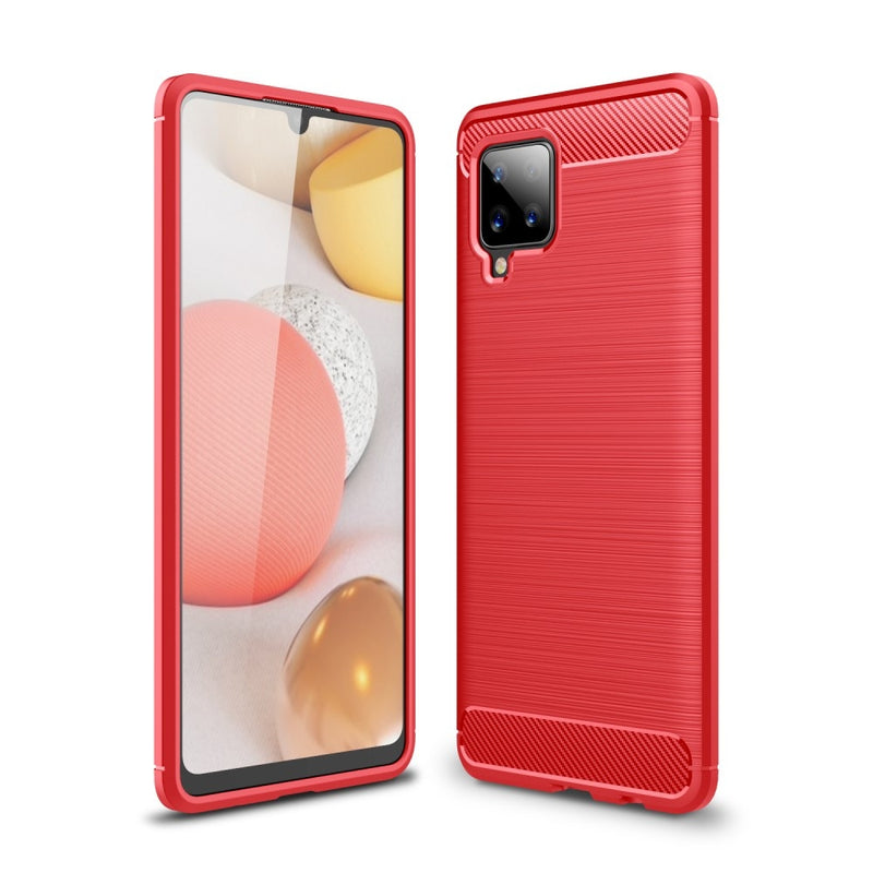 Samsung Galaxy A42 5G - Gummi cover i Børstet Design - Rød