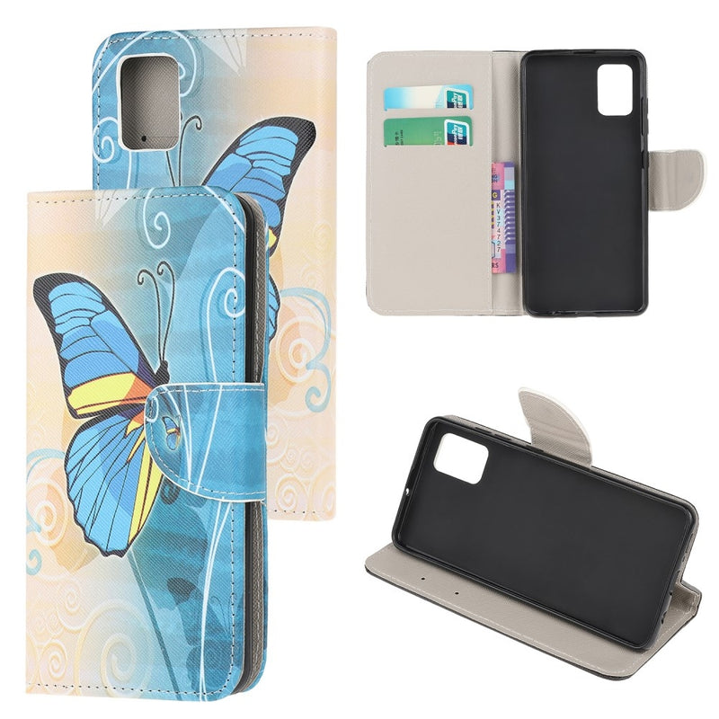 Samsung Galaxy A52s 5 G / A52 5G / A52 - Læder cover / pung - Med printet Design - Blå sommerfugl