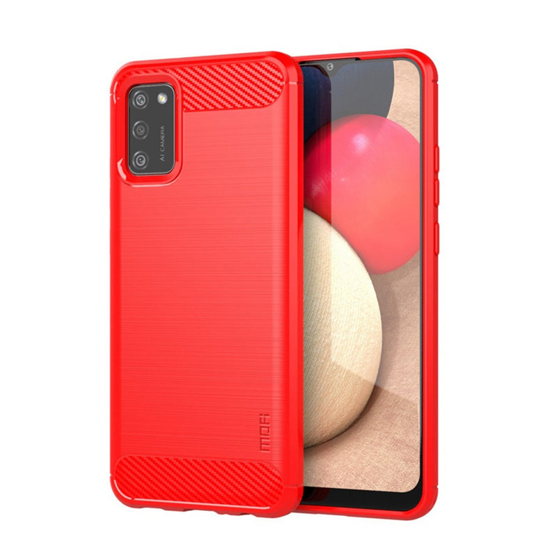 Samsung Galaxy A02s - MOFI gummi cover - Børstet design - Rød