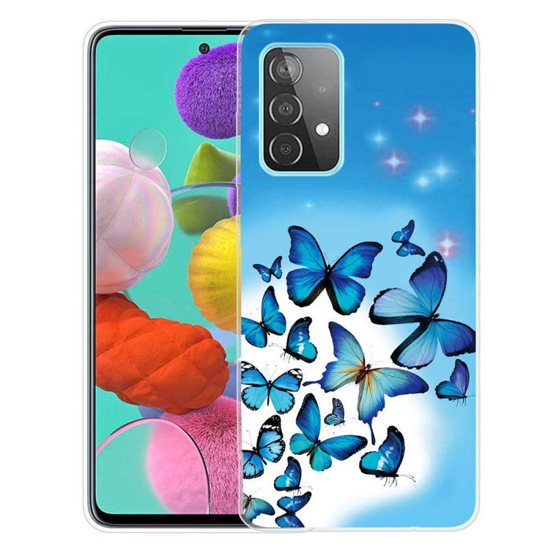 Samsung Galaxy A72 - Gummi cover - med Printet Design - Sommerfugl