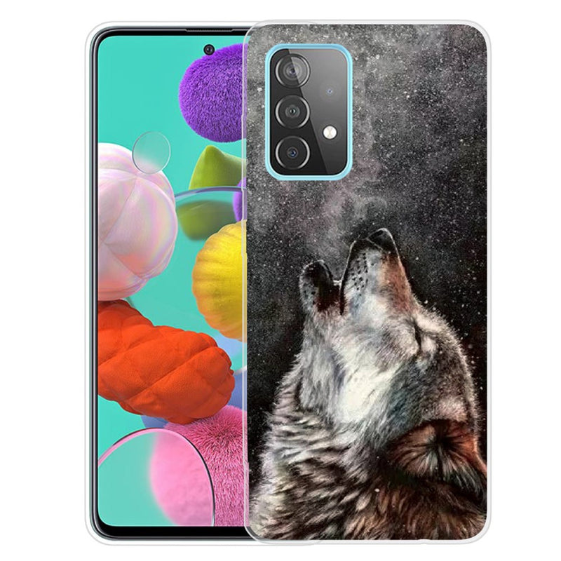 Samsung Galaxy A72 - Gummi cover - med Printet Design - Ulv