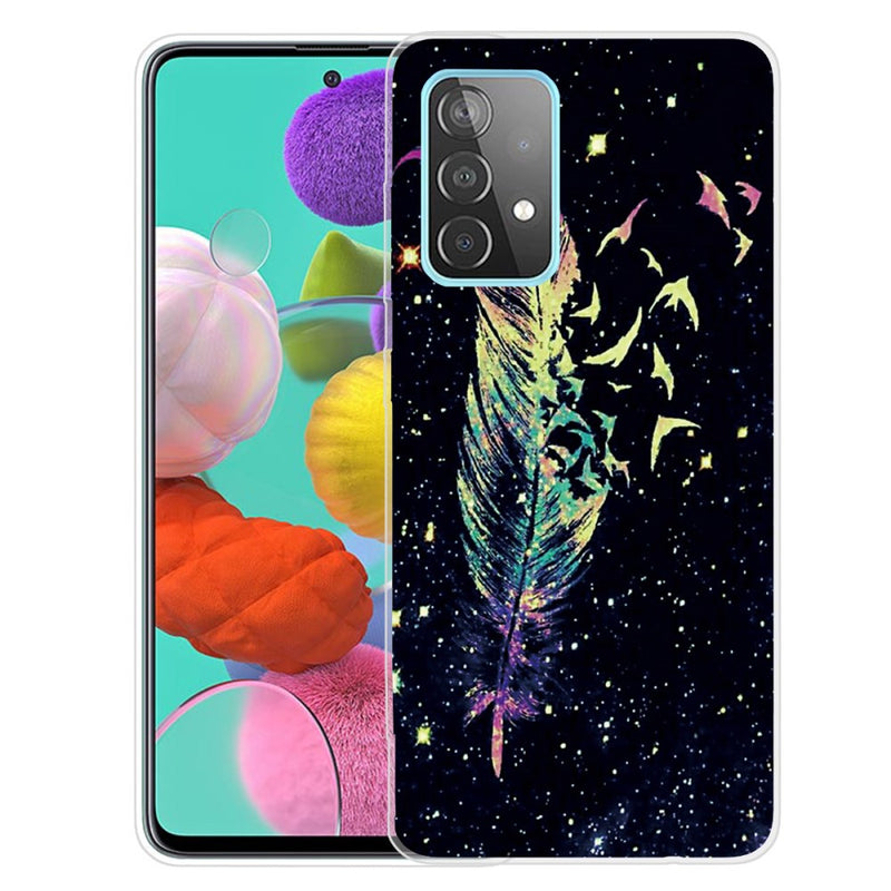 Samsung Galaxy A72 - Gummi cover - med Printet Design - Fjer