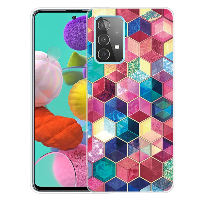 Samsung Galaxy A72 - Gummi cover - med Printet Design - Farverigt mønster