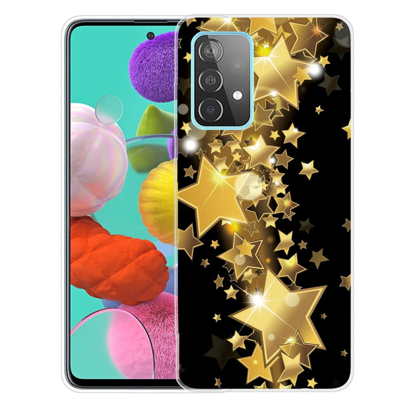 Samsung Galaxy A72 - Gummi cover - med Printet Design - Guld