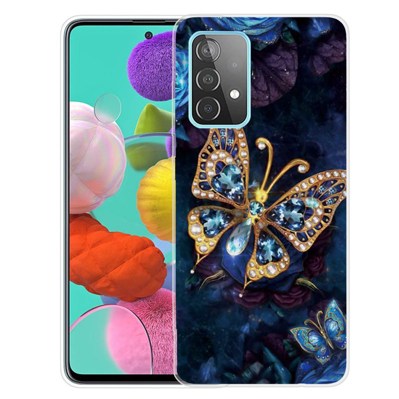 Samsung Galaxy A72 - Gummi cover - med Printet Design - Smuk sommerfugl