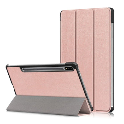 Se Samsung Galaxy Tab S8 Plus 5G / Tab S7 Plus / Tab S7 FE - Tri-Fold læder cover - Rosa guld ✔ Kæmpe udvalg i Capida ✔ Meget billig fragt og hurtig levering: 1 - 2 hverdage - Varenummer: CPD-V33101236828H og barcode / Ean: på lager - Udsalg på Tablets tilbehør Spar op til 53% - Over 1354 kendte brands på udsalg