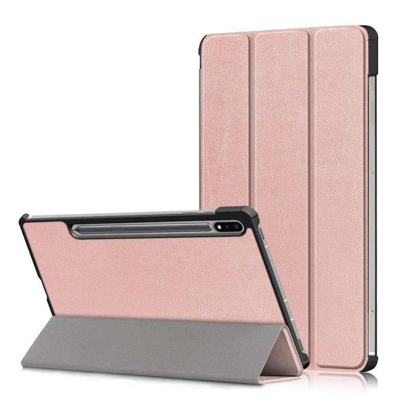 Se Samsung Galaxy Tab S8 Plus 5G / Tab S7 Plus / Tab S7 FE - Tri-Fold læder cover - Rosa guld ✔ Kæmpe udvalg i Capida ✔ Meget billig fragt og hurtig levering: 1 - 2 hverdage - Varenummer: CPD-V33101236828H og barcode / Ean: på lager - Udsalg på Tablets tilbehør Spar op til 53% - Over 1354 kendte brands på udsalg