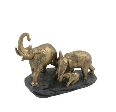 Skulptur,polyresin. elefant familie. 22 x 19 cm.