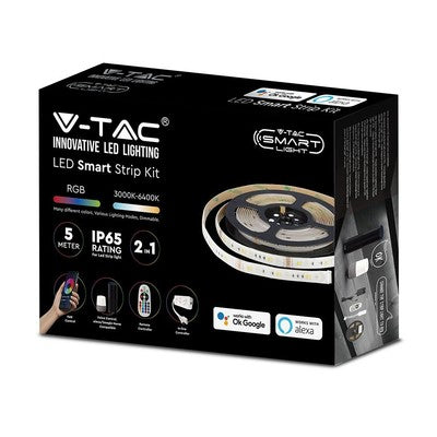 V-Tac 4W/m RGB+CCT LED strip sæt - 5m, 60 LED pr. meter, IP65