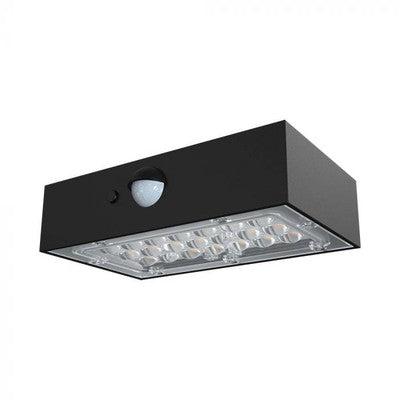 V-Tac 3W Solcelle væglampe LED - Sort, sensor, IP65 - Kulør : 2-i-1