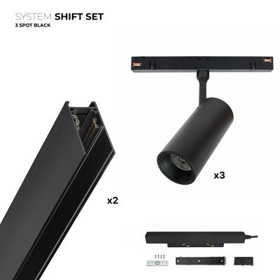 Spectrum SHIFT 3x spot sæt - 2 meter komplet + spots, Sort