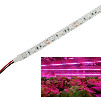 9,6W/m stænktæt vækst LED strip - 5m, 60 LED pr. meter, IP65