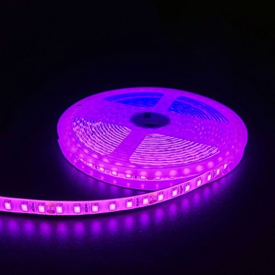 Pink 10W/m LED strip - 5m, 120 LED pr. meter, 24V, IP65 - Farve : Pink