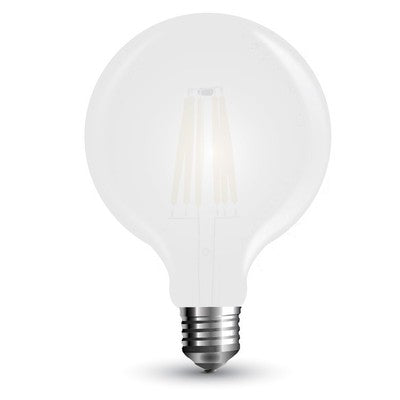 V-Tac 7W LED globepære - Kultråd, Ø12,5 cm, matteret glas, E27 - Dæmpbar : Ikke dæmpbar, Kulør : Varm