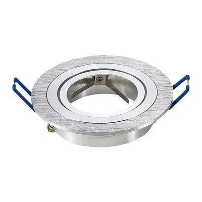 Downlight kit uden lyskilde - Hul: Ø7,5 cm, Mål: Ø9,1 cm, børstet aluminium, vælg MR16 eller GU10 fatning - Fatning : MR16