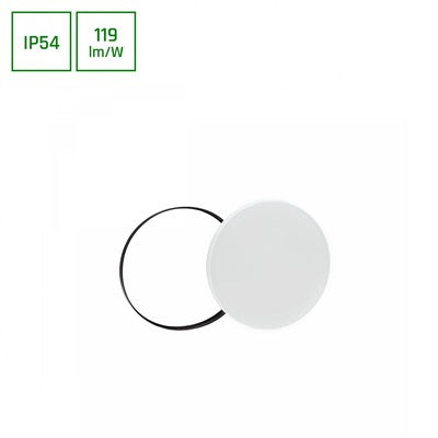 NYMPHEA 24W  -  Kold Hvid, 230V, 115Â°, IP54, IK04, Ø320x52, Hvid/Sort, Runde med Pendel - Dæmpbar : Ikke dæmpbar, Kulør : Kold