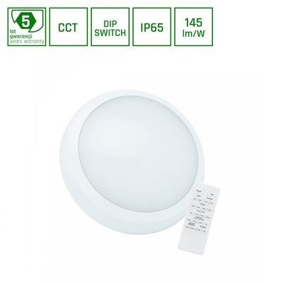 Nymphea City Pro 18/24W 230V - CCT 120Â°, IP65, IK08, Ø320x80mm, Hvid, Rundt, Pendel, Fjernbetjening - Dæmpbar : Ikke dæmpbar