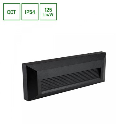 Encanta asymmetrisk 6W CCT 230V IP54 230x80x30mm sort overflade facadelampe - Dæmpbar : Ikke dæmpbar, Kulør : CCT (Varm til Kold Hvid)