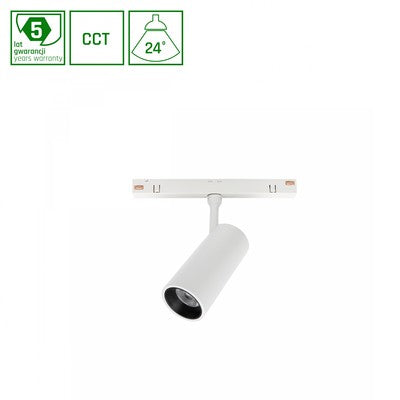 SYSTEM SHIFT SMART-SPOT S Skinne Lys Ø35x142x106mm 6W 24Â° Hvid CCT/Dæmp. - Kulør : CCT (Varm til Kold Hvid)