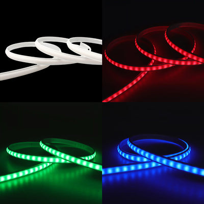 5 meter RGB CLIP-ON vandtæt LED strip - Hvid cover, 230V, 60 LED, 9W pr. meter