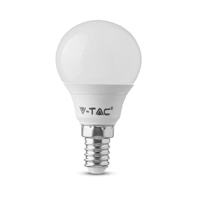 V-Tac 5,5W LED pære - Samsung LED chip, P45, E14 - Dæmpbar : Ikke dæmpbar, Kulør : Varm