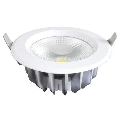 Outlet: V-Tac 10W LED indbygningsspot - Hul: Ø12 cm, Mål: Ø13.5 cm, 230V - Dæmpbar : Ikke dæmpbar, Kulør : Kold