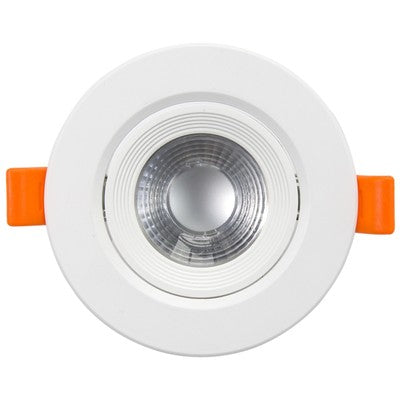 7W LED indbygningsspot - Hul: Ø7,6 cm, Mål: Ø9 cm, indbygget driver, 230V - Dæmpbar : Ikke dæmpbar, Kulør : Varm