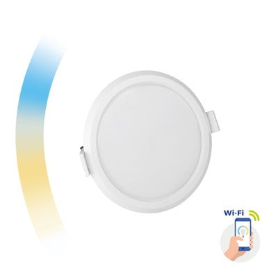 12W Smart Home LED indbygningspanel - Tuya/Smart Life, Google Home og app, hul: Ø15,5 cm, Mål: Ø16,2 cm, 230V - Dæmpbar : Via Smart Home, Kulør : CCT (Varm til Kold Hvid)