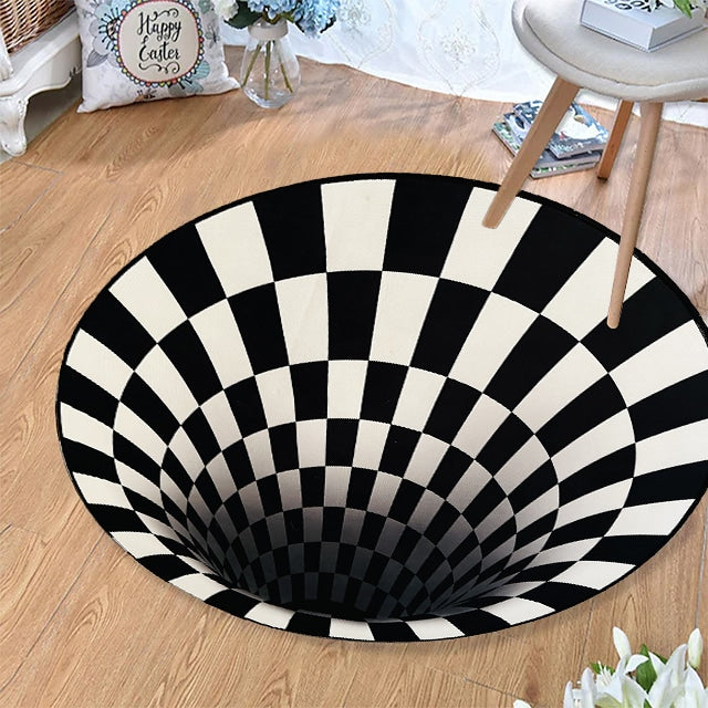 Rundt Vortex 3D illusion tæppe - 100 cm - skridsikker