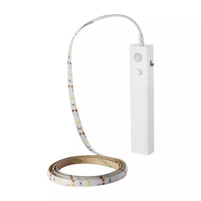 V-Tac 2,4W/m stænktæt LED strip - 1m, 6V, IP65, PIR sensor, batteri, 30 LED pr. meter - Kulør : Varm