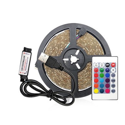 1 m. USB RGB LED strip til TV og PC - Inkl. controller og fjernbetjening, 60 LED pr. meter