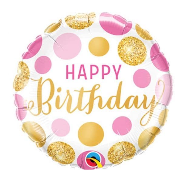 Se Folieballoner 45,7cm "Happy Birthday Pink & Gold Dots" ❤ Kæmpe udvalg i Godan ❤ Hurtig levering: 1 - 2 Hverdage samt billig fragt - Varenummer: BAR-774180 og barcode / Ean: på lager - Udsalg på Fest | Sæson Fester | Fødselsdag Spar op til 56% - Over 1150 kendte brands på udsalg