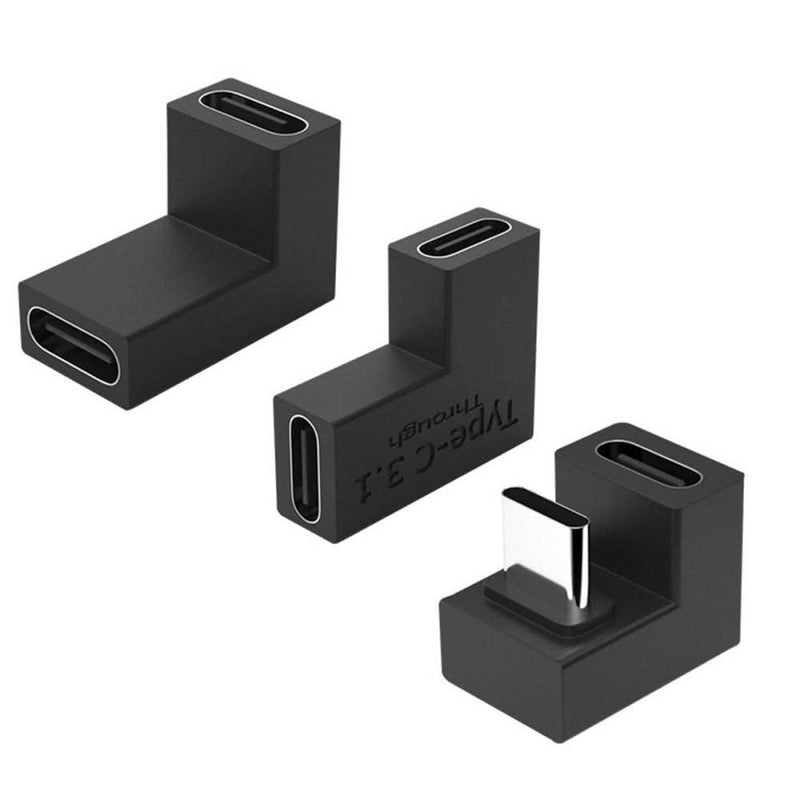 UC-077 - USB-C (han) til USB-C (hun) + USB-C (hun) til USB-C (hun) adapter - Sæt med 3 stk.