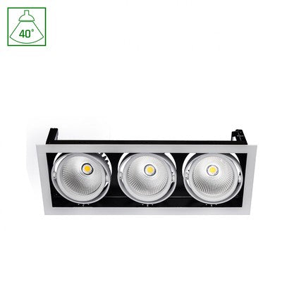 Modern-Dag indbygningsspot 3x1LED COB Citizen 40Â° 230V 3x27W IP20 varm hvid - Kulør : Varm