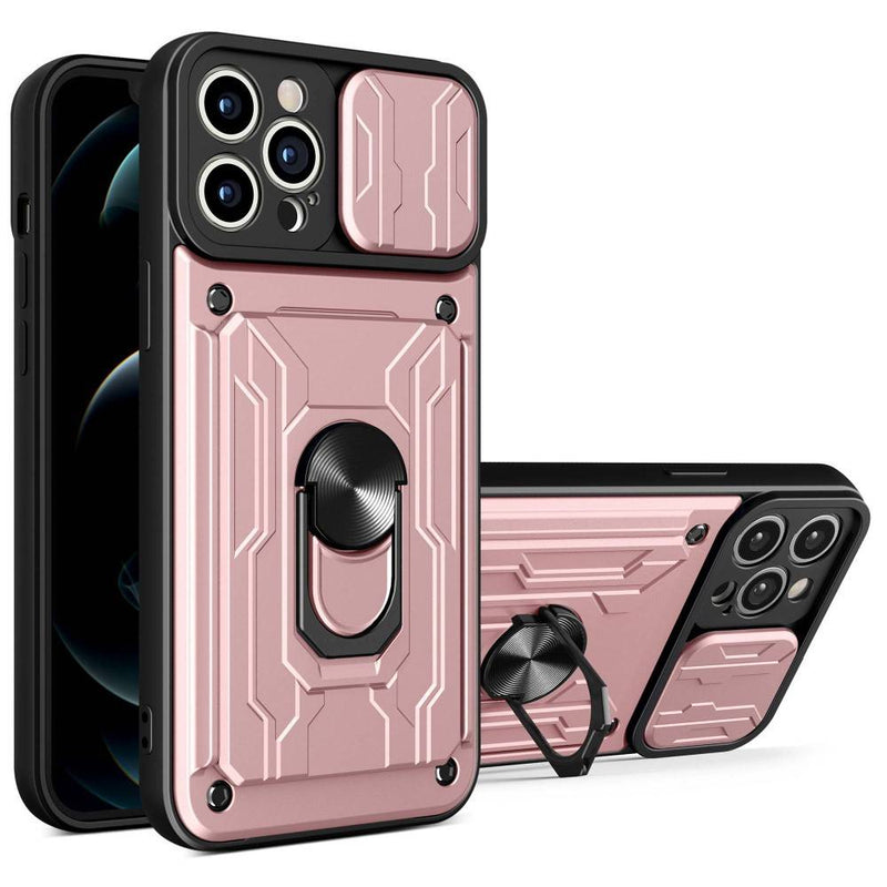 iPhone 14 Pro Max - SLIDE Hybrid cover med Kickstand & Magnetisk plade - Rosa guld