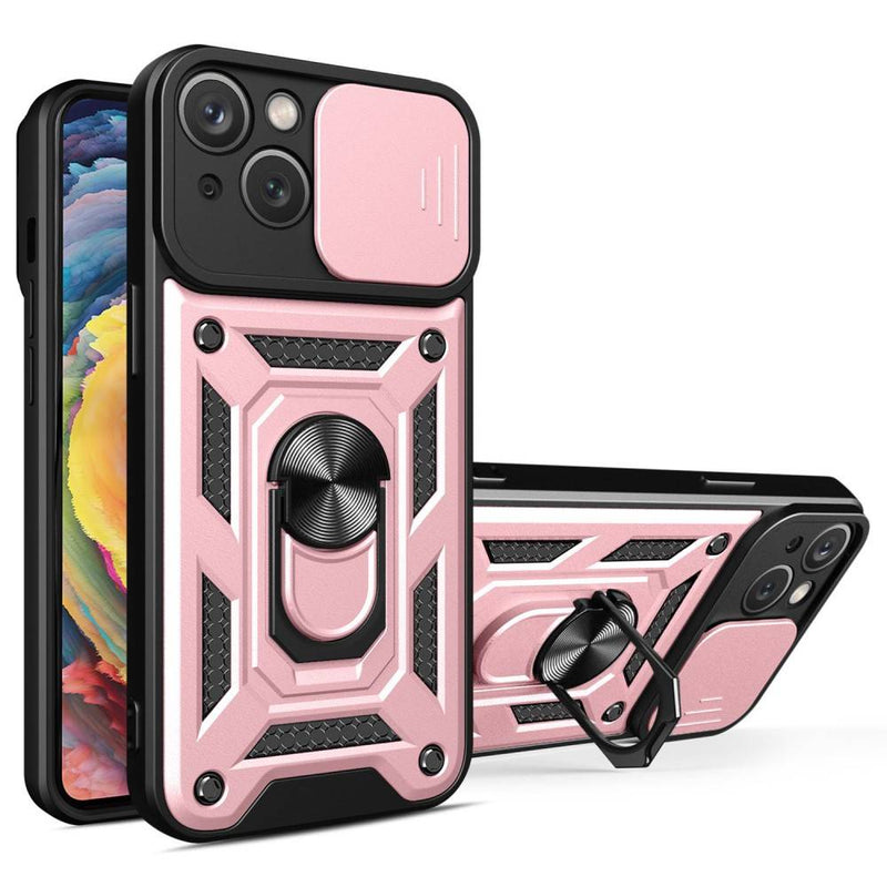 iPhone 14 Max - SLIDE Hybrid cover med Kickstand & Magnetisk plade - Rosa guld