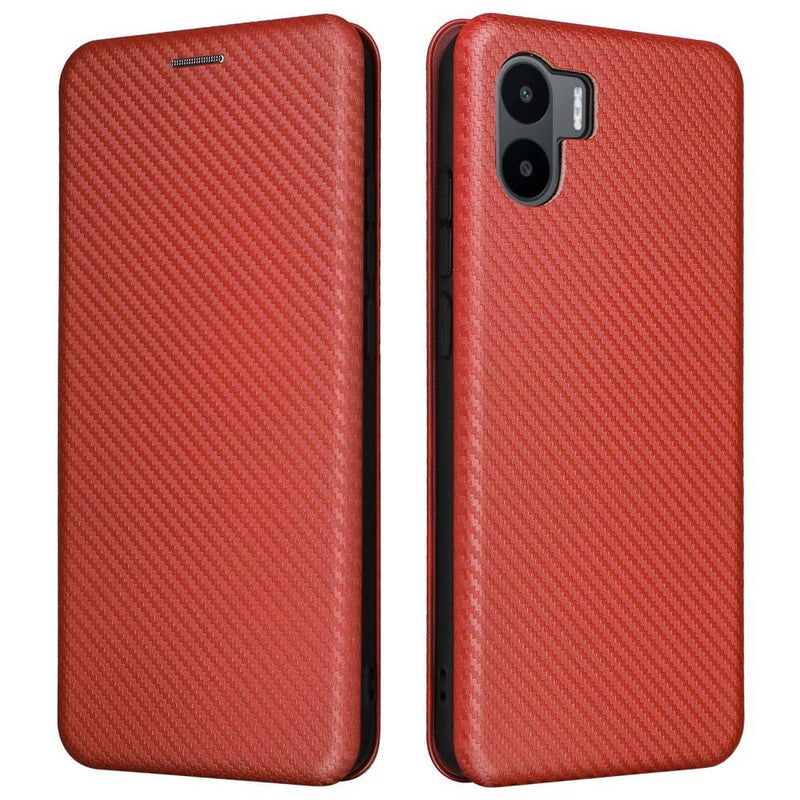 Xiaomi Redmi A1 4G - Flip cover med kortholder - børstet design - Brun