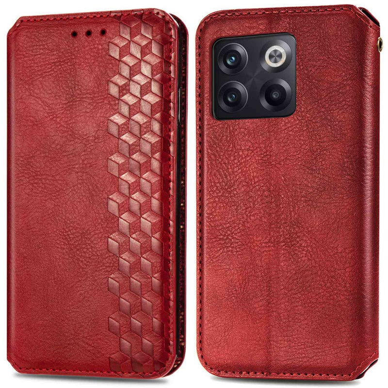 OnePlus 10T 5G - Rhombus flip læder cover - Rød