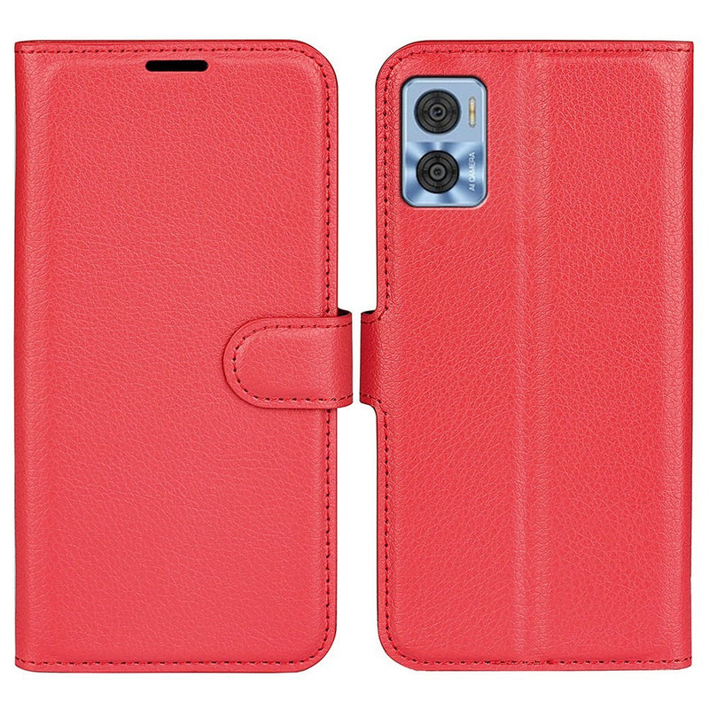 Motorola Moto E22 4G - Læder cover / pung - Rød