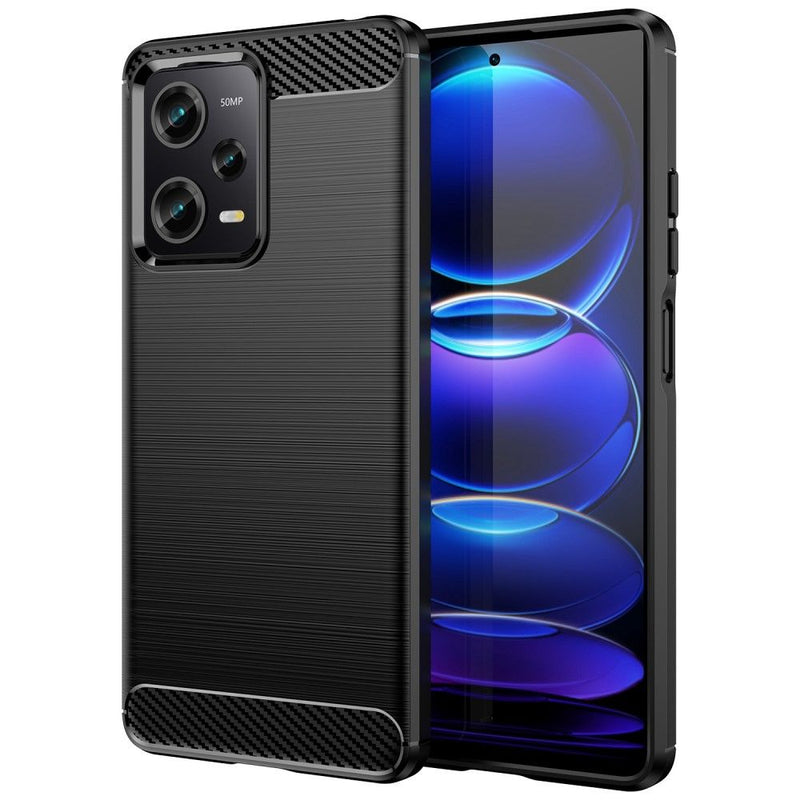 Xiaomi Redmi Note 12 Pro 5G - Gummi cover - Børstet design - Sort