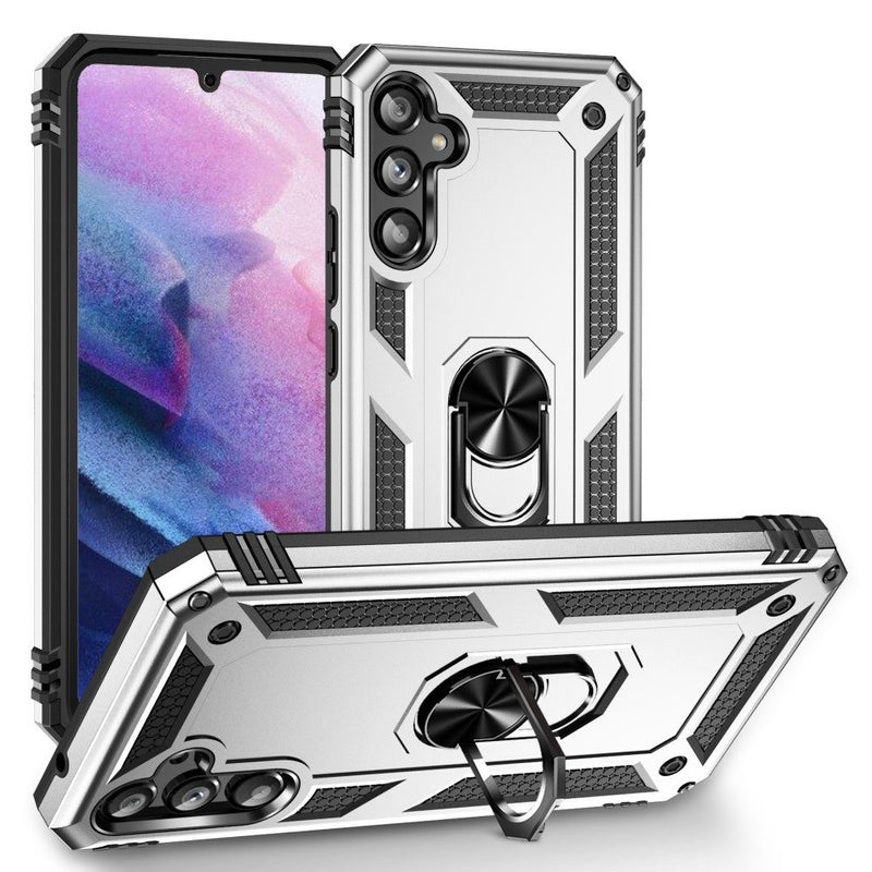 Samsung Galaxy A34 5G - Shockproof Hybrid cover m/ Kickstand - Sølv