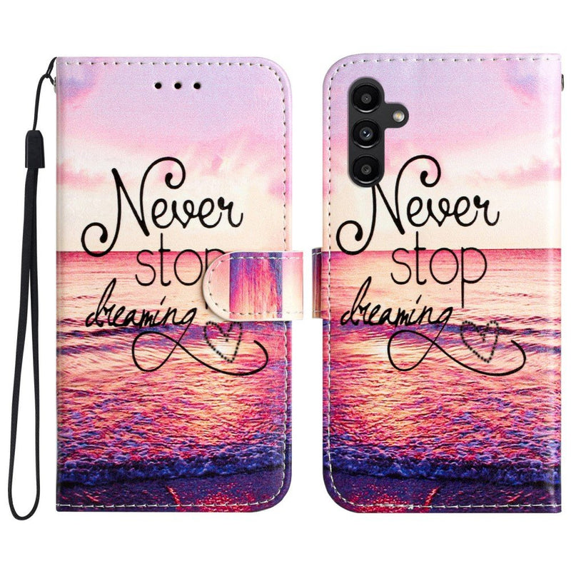 Samsung Galaxy A54 5G - Læder cover / pung - Printet design - Stop ikke med at drømme