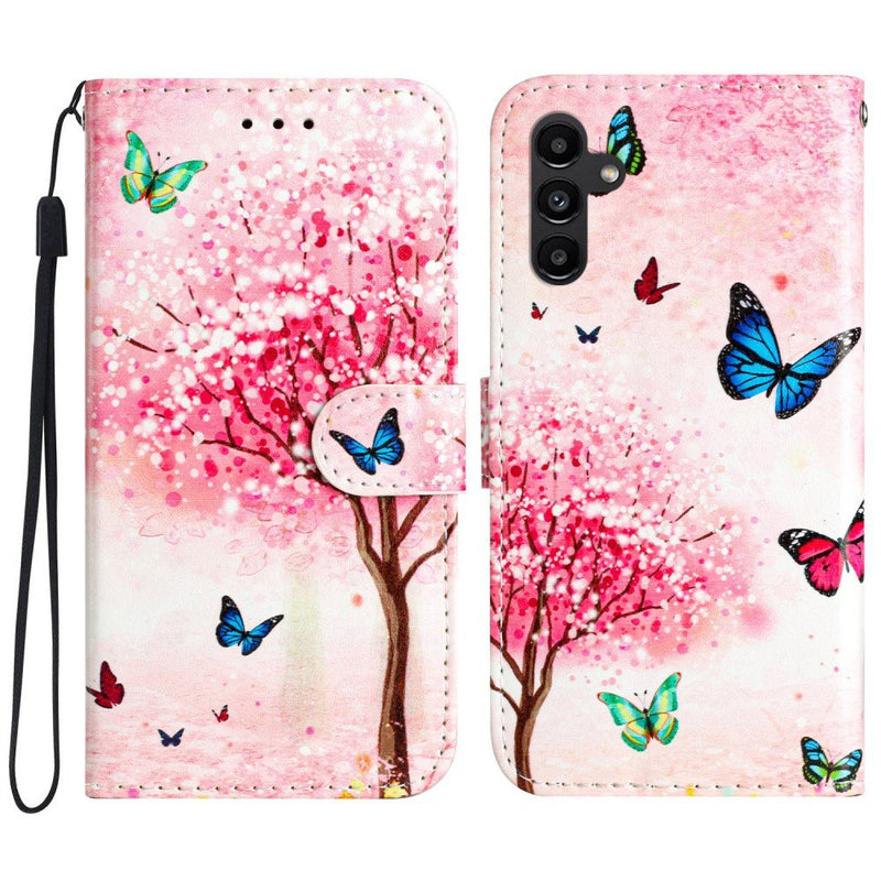 Samsung Galaxy A54 5G - Læder cover / pung - Printet design - Blomstret træ