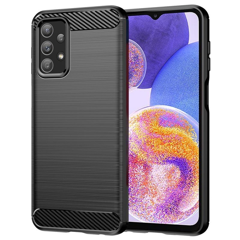 Samsung Galaxy A23 5G / 4G - Gummi cover - Børstet design - Sort