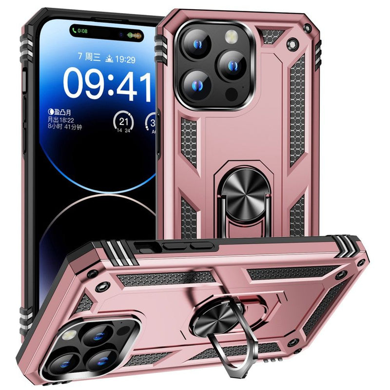 iPhone 15 Pro - Magnetisk Hybridcover med Kickstand - Rosa guld