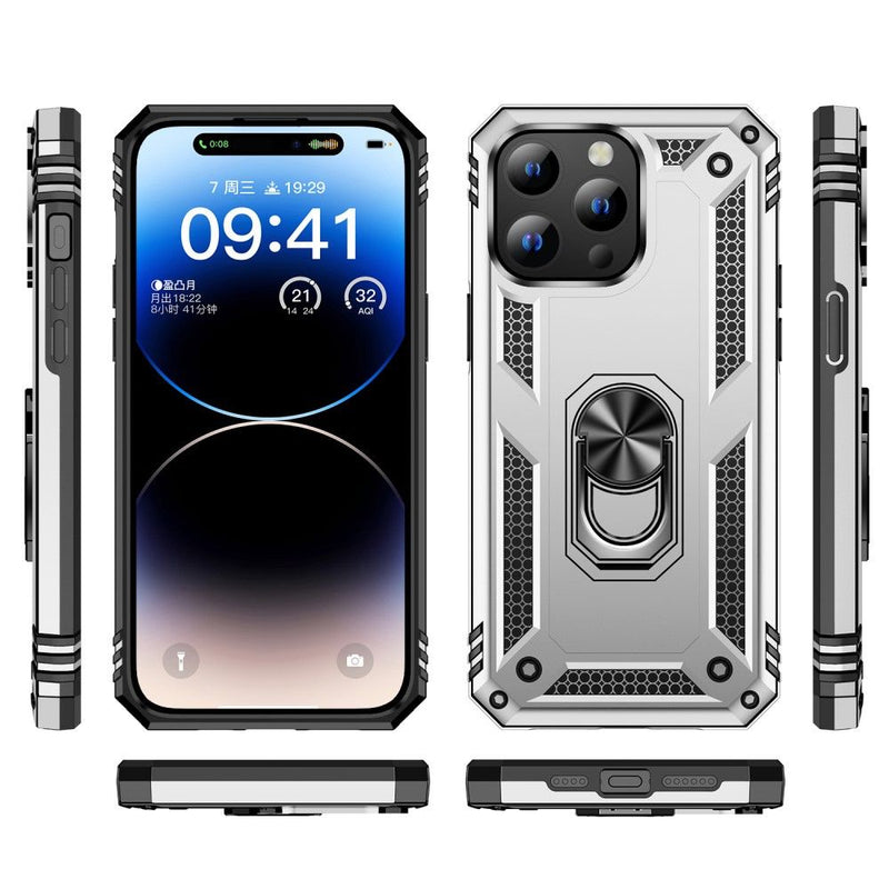 iPhone 15 Pro - Magnetisk Hybridcover med Kickstand - Sølv